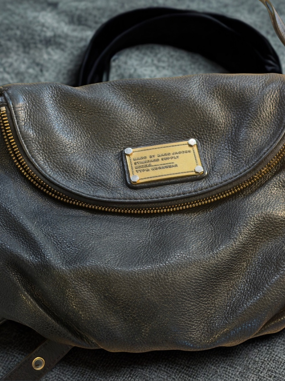 Marc by Marc Jacobs Black Leather Crossbody with Gold Hardware